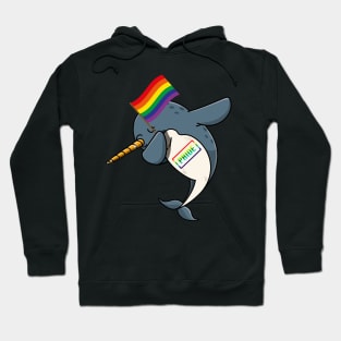 Pride LGBT Gay Be Lesbian Narwhal Dabbing Funny Hoodie